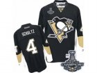 Mens Reebok Pittsburgh Penguins #4 Justin Schultz Premier Black Home 2017 Stanley Cup Champions NHL Jersey