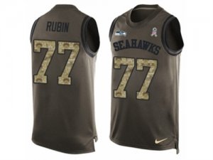 Mens Nike Seattle Seahawks #77 Ahtyba Rubin Limited Green Salute to Service Tank Top NFL Jersey