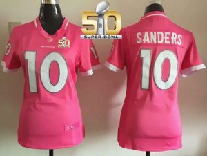 Women Nike Broncos #10 Emmanuel Sanders Pink Super Bowl 50 Stitched NFL Bubble Gum Jersey