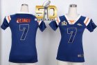Women Nike Broncos #7 John Elway Navy Blue Super Bowl 50 Stitched Draft Him Shimmer Jersey