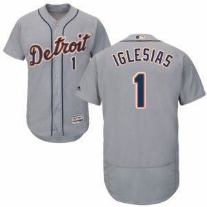 Men\'s Majestic Detroit Tigers #1 Jose Iglesias Grey Flexbase Authentic Collection MLB Jersey
