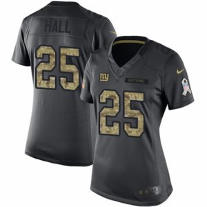 Women\'s Nike New York Giants #25 Leon Hall Limited Black 2016 Salute to Service NFL Jersey