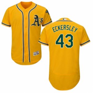 Men\'s Majestic Oakland Athletics #43 Dennis Eckersley Gold Flexbase Authentic Collection MLB Jersey