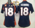 Women Nike Broncos #18 Peyton Manning Blue Alternate With C Patch Super Bowl 50 Jersey