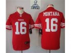 2013 Super Bowl XLVII Youth Nike San Francisco 49ers #16 Joe Montana Red Jerseys(Limited)