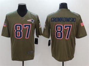 Nike Patriots #87 Rob Gronkowski Olive Salute To Service Limited Jersey