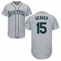 Mens Majestic Seattle Mariners #15 Kyle Seager Grey Flexbase Authentic Collection MLB Jersey