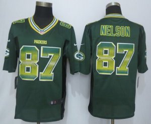 2015 New Nike Green Bay Packers #87 Nelson Green Strobe Jerseys(Limited)
