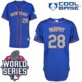 New York Mets #28 Daniel Murphy Blue(Grey NO.) Alternate Road Cool Base W 2015 World Series Patch Stitched MLB Jersey