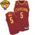 Men's Adidas Cleveland Cavaliers #5 J.R. Smith Swingman Wine Red Road 2016 The Finals Patch NBA Jersey