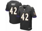 Mens Nike Baltimore Ravens #42 Marqueston Huff Elite Black Alternate NFL Jersey