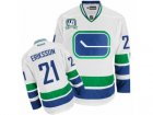 Mens Reebok Vancouver Canucks #21 Loui Eriksson Authentic White Third 40TH Patch NHL Jersey