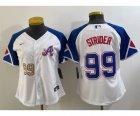 Women's Atlanta Braves #99 Spencer Strider Number White 2023 City Connect Cool Base Stitched Jersey