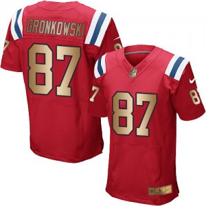 Nike New England Patriots #87 Rob Gronkowski Red Alternate Mens Stitched NFL Elite Gold Jersey