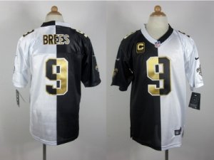 Nike New Orleans Saints #9 Drew brees black-white jerseys[Elite split]