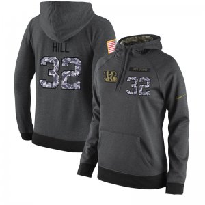 NFL Women\'s Nike Cincinnati Bengals #32 Jeremy Hill Stitched Black Anthracite Salute to Service Player Performance Hoodie