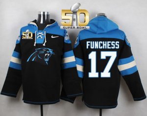 Nike Carolina Panthers #17 Devin Funchess Black Super Bowl 50 Player Pullover NFL Hoodie