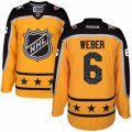 Mens Reebok Montreal Canadiens #6 Shea Weber Authentic Yellow Atlantic Division 2017 All-Star NHL Jersey