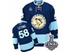 Youth Reebok Pittsburgh Penguins #58 Kris Letang Premier Navy Blue Third Vintage 2017 Stanley Cup Final NHL Jersey