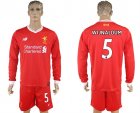 2017-18 Liverpool 5 WIJNALDUM Home Long Sleeve Soccer Jersey