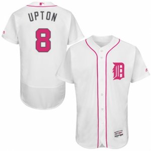 Men\'s Majestic Detroit Tigers #8 Justin Upton Authentic White 2016 Mother\'s Day Fashion Flex Base MLB Jersey