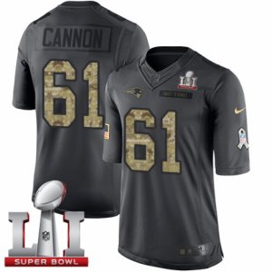 Mens Nike New England Patriots #61 Marcus Cannon Limited Black 2016 Salute to Service Super Bowl LI 51 NFL Jersey
