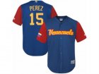 Mens Venezuela Baseball Majestic #15 Salvador Perez Royal Blue 2017 World Baseball Classic Replica Team Jersey