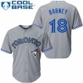 Mens Majestic Toronto Blue Jays #18 Darwin Barney Replica Grey Road MLB Jersey