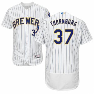 Men\'s Majestic Milwaukee Brewers #37 Tyler Thornburg White Flexbase Authentic Collection MLB Jersey