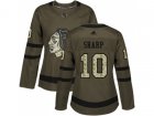 Women Adidas Chicago Blackhawks #10 Patrick Sharp Green Salute to Service Stitched NHL Jersey