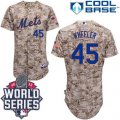 New York Mets #45 Zack Wheeler Alternate Camo Cool Base W 2015 World Series Patch Stitched MLB Jersey