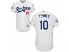 Los Angeles Dodgers #10 Justin Turner Authentic White Home 2017 World Series Bound Flex Base MLB Jersey
