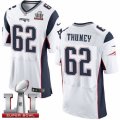 Mens Nike New England Patriots #62 Joe Thuney Elite White Super Bowl LI 51 NFL Jersey