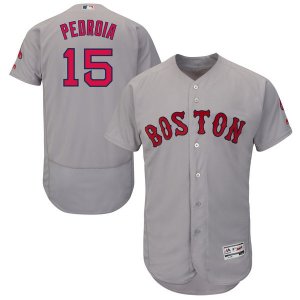2016 Men Boston Red Sox #15 Dustin Pedroia Majestic Gray Flexbase Authentic Collection Player Jersey