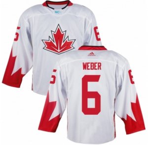 Youth Adidas Team Canada #6 Shea Weber Authentic White Home 2016 World Cup Ice Hockey Jersey