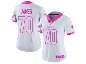 Women Nike Miami Dolphins #70 Ja\'Wuan James Limited White-Pink Rush Fashion NFL Jersey