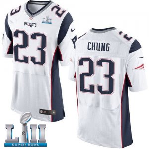 Mens Nike New England Patriots #23 Patrick Chung White 2018 Super Bowl LII Elite Jersey
