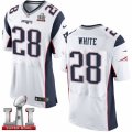 Mens Nike New England Patriots #28 James White Elite White Super Bowl LI 51 NFL Jersey