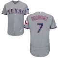 Mens Majestic Texas Rangers #7 Ivan Rodriguez Grey Flexbase Authentic Collection MLB Jersey