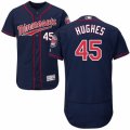 Men's Majestic Minnesota Twins #45 Phil Hughes Navy Blue Flexbase Authentic Collection MLB Jersey