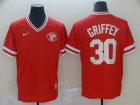Reds #30 Ken Griffey Jr Red Throwback Jersey
