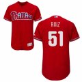 Men's Majestic Philadelphia Phillies #51 Carlos Ruiz Red Flexbase Authentic Collection MLB Jersey
