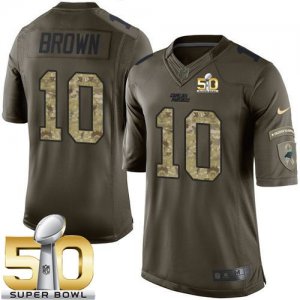 Nike Carolina Panthers #10 Corey Brown Green Super Bowl 50 Men\'s Stitched NFL Limited Salute to Service Jersey