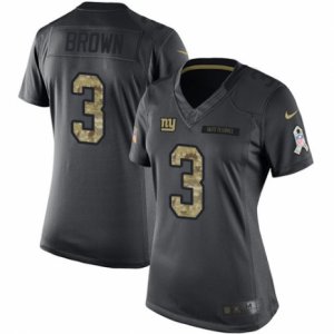 Women\'s Nike New York Giants #3 Josh Brown Limited Black 2016 Salute to Service NFL Jersey