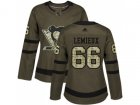 Women Adidas Pittsburgh Penguins #66 Mario Lemieux Green Salute to Service Stitched NHL Jersey