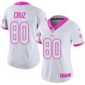 Womens Nike New York Giants #80 Victor Cruz White Pink Stitched NFL Limited Rush Fashion Jersey