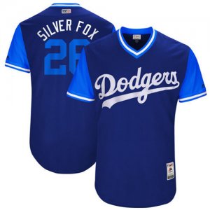 Dodgers #28 Chase Utley Silver Fox Majestic Royal 2017 Players Weekend Jersey