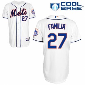 Men\'s Majestic New York Mets #27 Jeurys Familia Authentic White Alternate Cool Base MLB Jersey