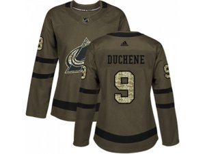 Women Adidas Colorado Avalanche #9 Matt Duchene Green Salute to Service Stitched NHL Jersey