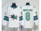 Men Adidas San Jose Sharks #8 Joe Pavelski White Road Authentic Stitched NHL Jersey